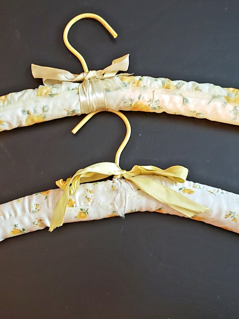 Vintage Soft Yellow Floral Padded Lingerie Hangers